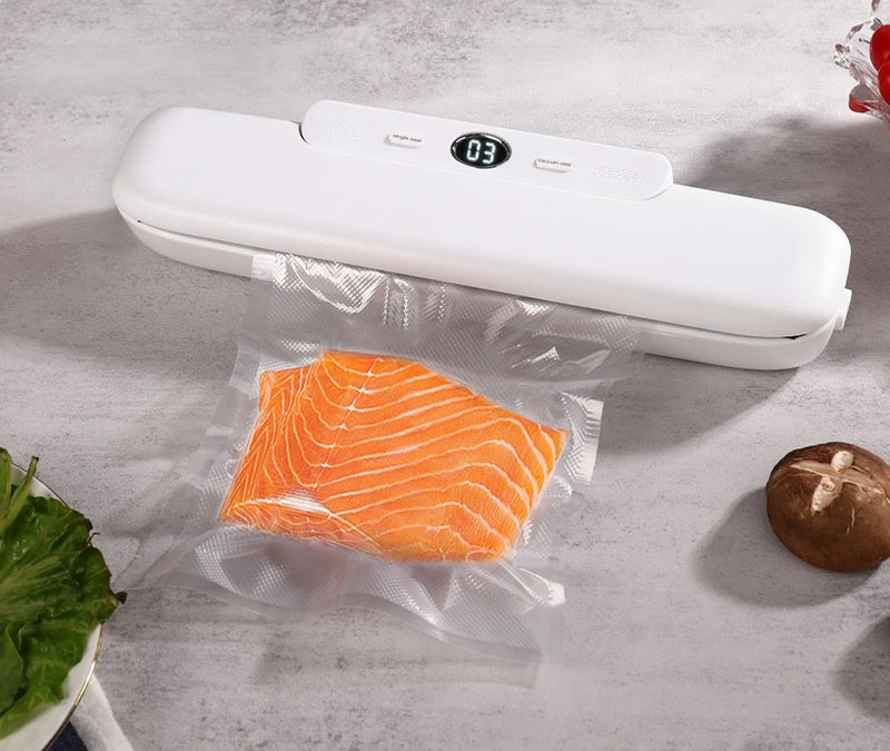 Máquina de embalagem seladora a vácuo para cozinha doméstica, incluindo 10 peças de sacos de proteção de alimentos, selagem comercial a vácuo de alimentos
